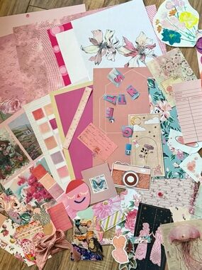 The Pink Pack! 125+ Ephemera vintage and modern scrapbook junk journal paper art